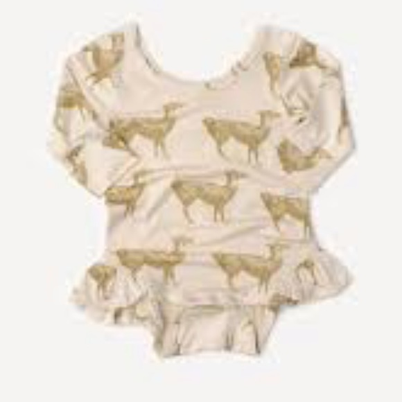 kate quinn organics Other - long sleeve ruffle leg bodysuit | bamboo | llama
